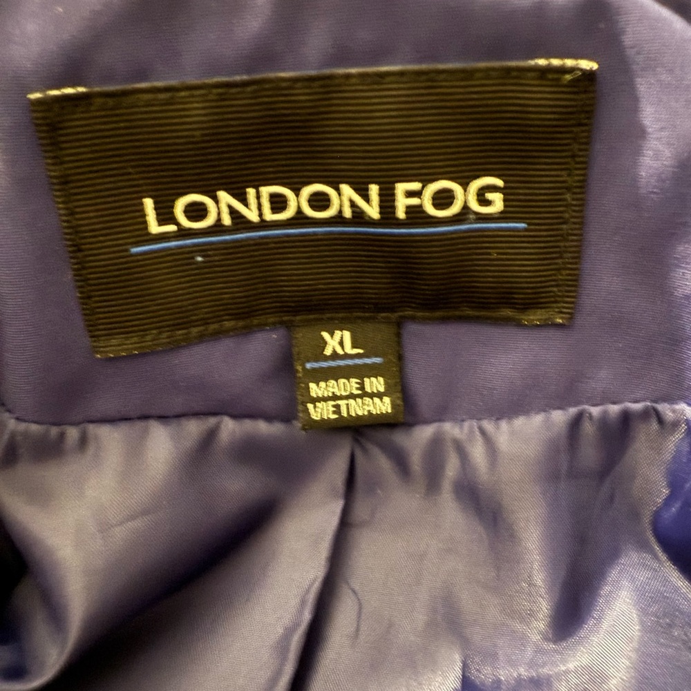 London Fog Deep Blue Trench Coat with Belt - Picture 7 of 8